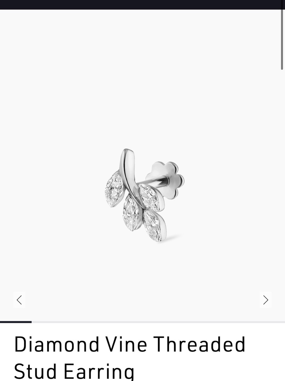Maria Tash Diamond Vine Threaded Stud - White